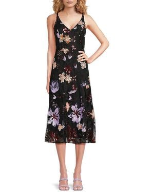 Sam Edelman Embroidered Floral Midi-dress - Black