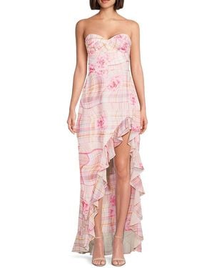 Amanda Uprichard Eden Print High Slit Gown - Pink