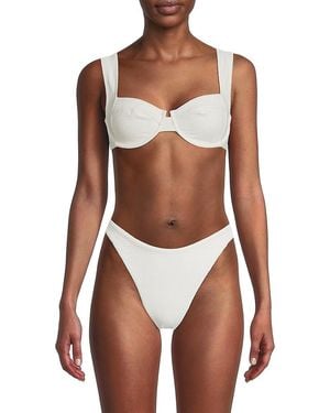 MILLY Sweetheart Neckline Chevron Bikini Top - Brown