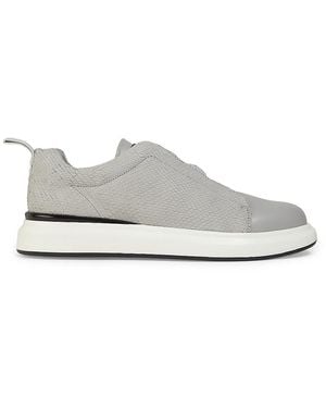 Karl Lagerfeld Textured Low-Top Leather Sneakers - White