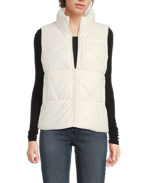 Andrew Marc Faux Leather Zip Vest - Natural