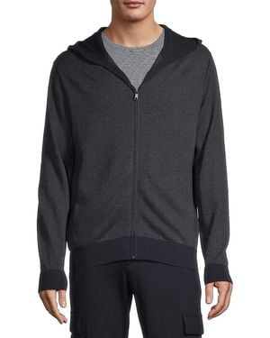 Vince Birdseye Wool-Cotton Full-Zip Hoodie - Gray