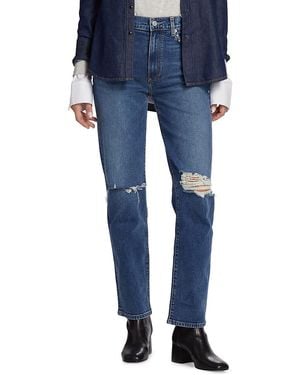 Le Jean Isla Mid Rise Straight Leg Jeans - Blue