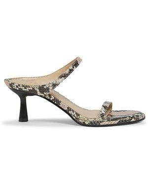 Marc Fisher Alonde 60Mm Snake-Embossed Leather Double-Strap Sandal - Metallic