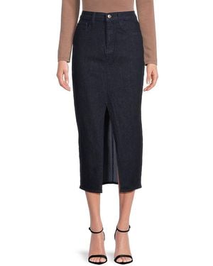 Hudson Jeans Front Slit Denim Midi Skirt - Black