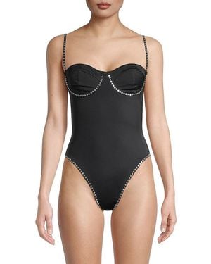 MILLY Embellished Underwire One-Piece Swimsuit - Black