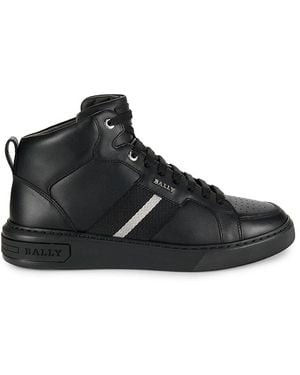 Bally Myles High Top Leather Sneakers - Black