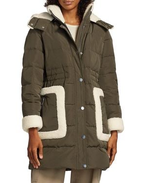 Mercer Collective Liz Faux-Shearling-Trim Puffer - Green