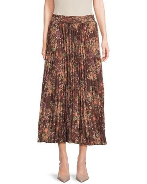 Wdny Floral Pleated Midi-Skirt - Brown