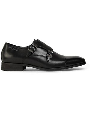 Karl Lagerfeld Leather Monk Strap Shoes - Black