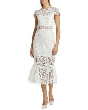 Alice + Olivia Clover Open Back Lace Midi-Dress - White