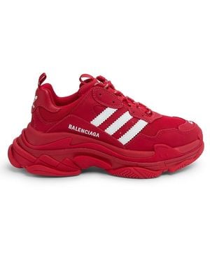 Balenciaga Triple 75Mm Lace-Up Mesh Chunky Trainers - Red