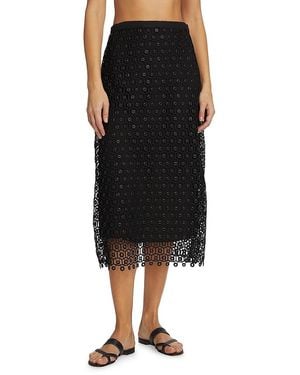 Jonathan Simkhai Karolina Grommet Lace Midi-Skirt - Black