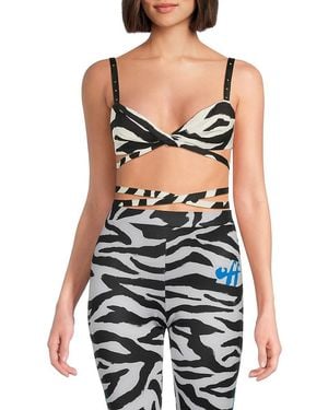Off-White c/o Virgil Abloh Zebra-Print Twist Sports Bra - Black