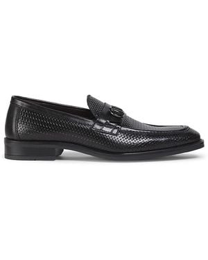 Steve Madden Respin Textured Leather Penny Loafers - Black