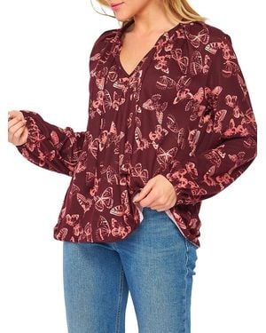 BLUEGREY Poet Tie Front Blouse - Red