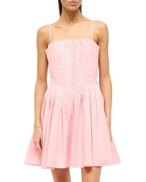 STAUD Bella Pleated Minidress - Pink