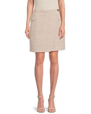 Calvin Klein Tweed Pencil Miniskirt - Natural