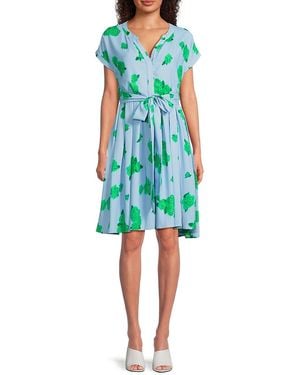 AREA STARS Floral Woven Belted Minidress - Green