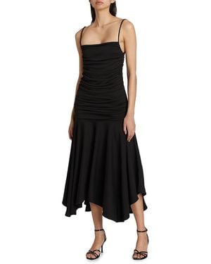 Interior Viradora Ruched Midi-Dress - Black