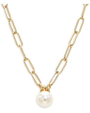 Adriana Orsini Bianca 18K Goldplated & Faux Pearl Paperclip Necklace - Metallic