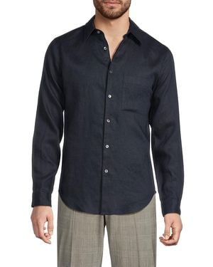 Theory Irving Solid Linen Shirt - Blue