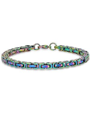Anthony Jacobs Multicolour Ip Stainless Steel Byzantine Bracelet - Blue