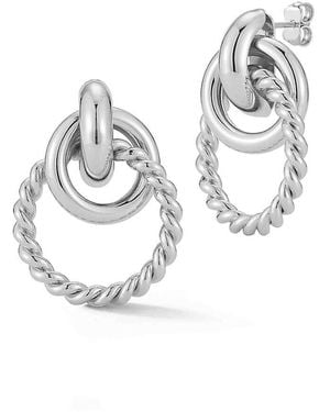 Chloe and Madison 14K-Goldplated Bold Interlocking Links Drop Earrings - White