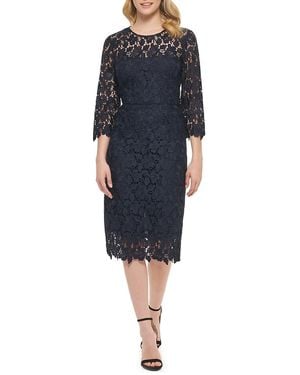 Eliza J Metallic Floral Lace Sheath Dress - Black