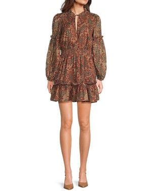 Walter Baker Darlene Floral Ruffle Minidress - Brown