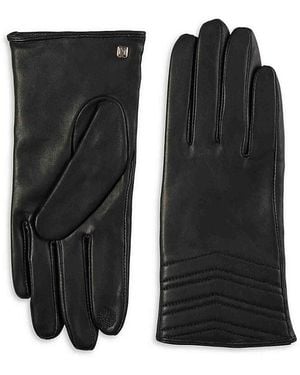 Bruno Magli Chevron Quilted Leather Tech Gloves - Black