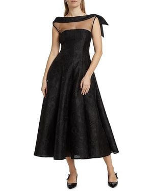 Talbot Runhof Anemone Jacquard Cocktail Dress - Black