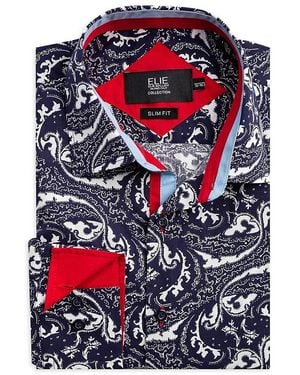Elie Balleh Slim Fit Paisley Sport Shirt - Blue