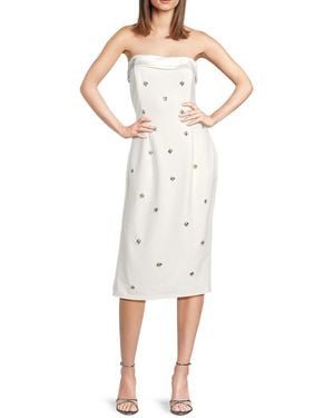 Zac Posen Beaded Bandeau Midi Dress - White