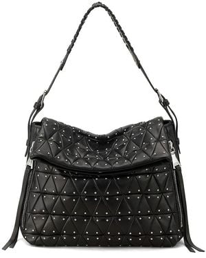 Aimee Kestenberg Bali Studded Leather Double Entry Hobo Bag - Black
