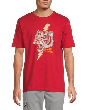 Cavalli Class by Roberto Cavalli Cotton Graphic T-Shirt - Red