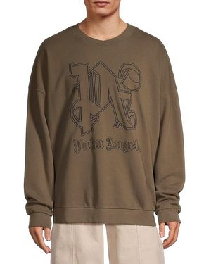Palm Angels Monogram Statement Crewneck Sweatshirt - Brown