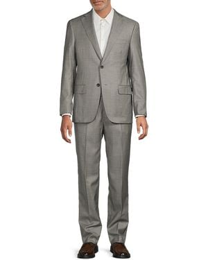 Heritage Gold Textured Single-Breasted Wool Suit - Grey