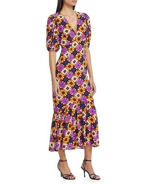 RHODE Ester Geometric Print Midi Dress - Red