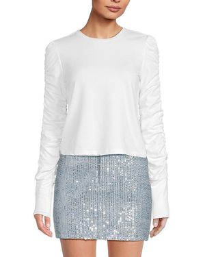 Walter Baker Ruched Sleeve Top - White