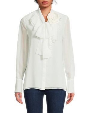 Emanuel Ungaro Yoli Ruffle Flower Blouse - White