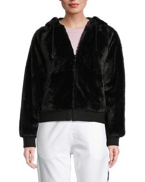 Champion Faux Fur Zip Hoodie - Black