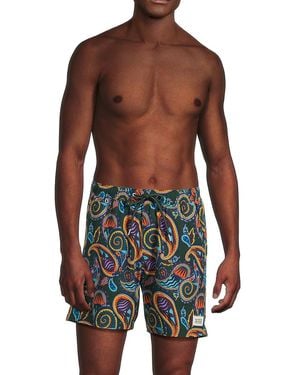 Scotch & Soda Miami Ice Paisley Swim Trunks - Blue