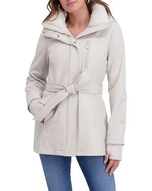 Kensie Hooded Belted Longline Puffer Jacket - Gray
