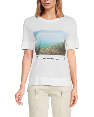 Stella McCartney Graphic Cotton T-Shirt - Blue