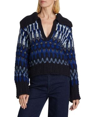 Ramy Brook Augustus Knit V-Neck Sweater - Blue
