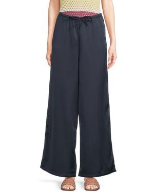 Vero Moda Satin Wide-Leg Drawstring Pants - Blue