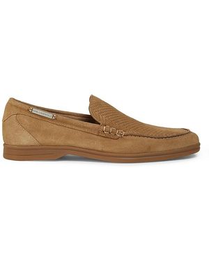 Karl Lagerfeld Woven Vamp Leather Loafers - Brown