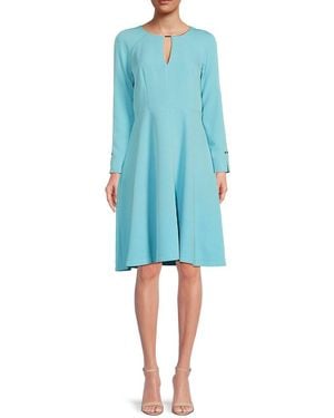 Tommy Hilfiger Keyhole A-Line Dress - Blue