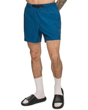 DKNY Standard Fit Buckle Waist Swim Shorts - Blue